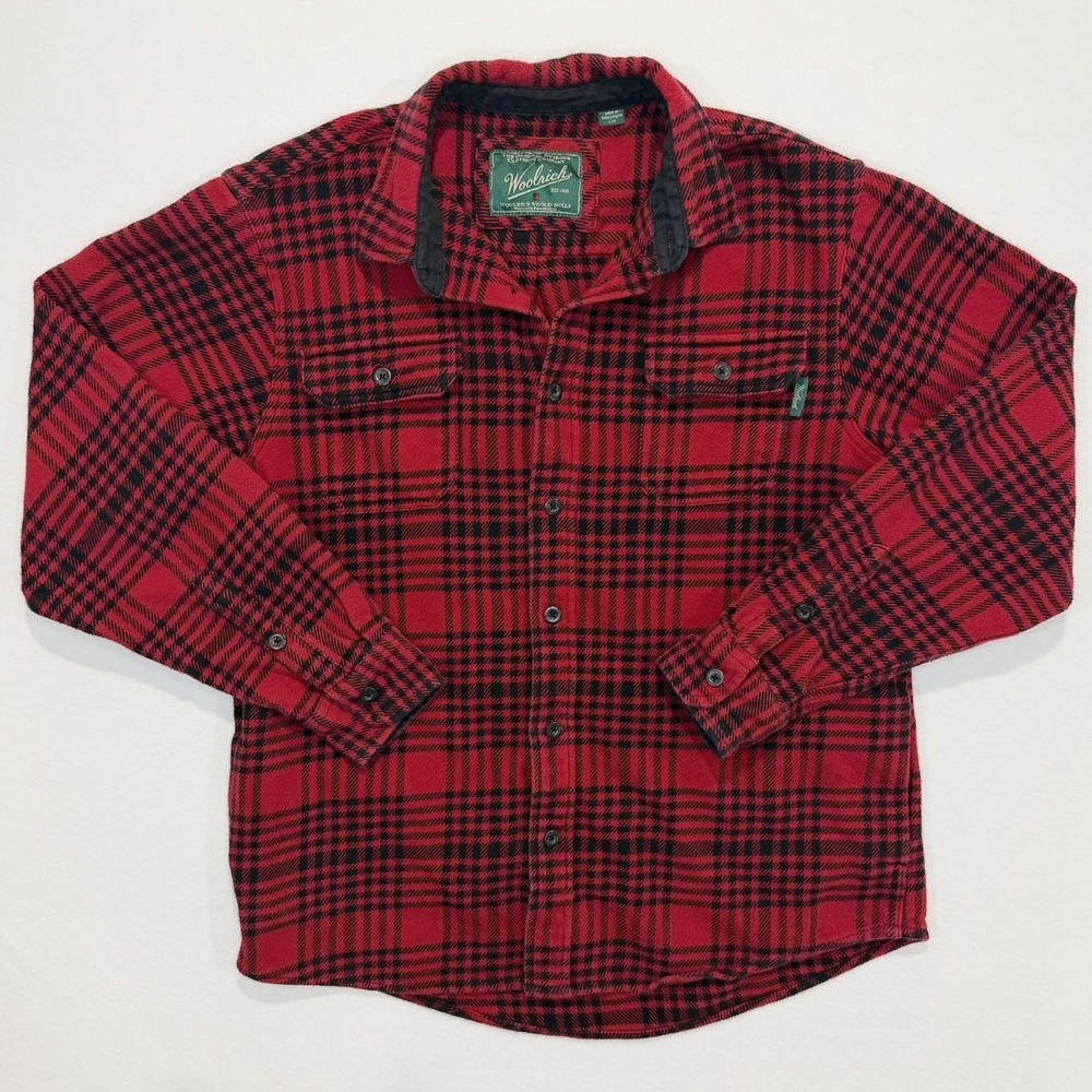 Vintage 90s Woolrich Brawny Flannel Shirt Mens L Red Black Buffalo Heavyweight